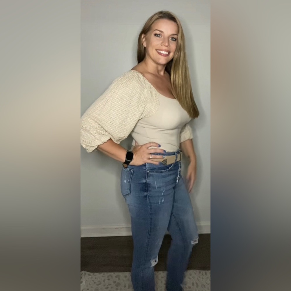 Balloon Sleeve Delight Contrast Bodysuit